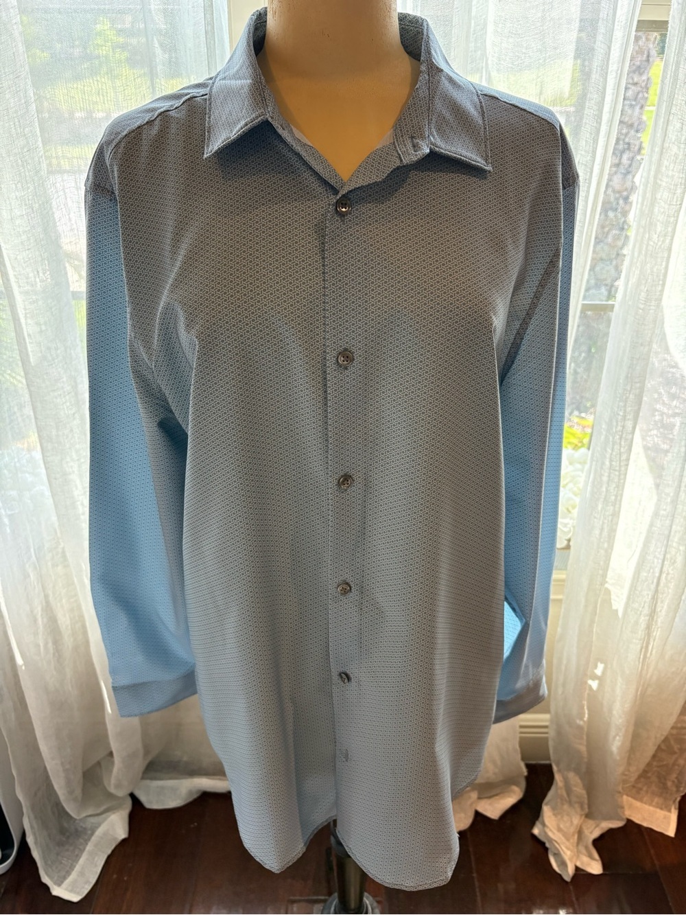 Perry Ellis Light Blue Textured Long-Sleeve Dress Shirt